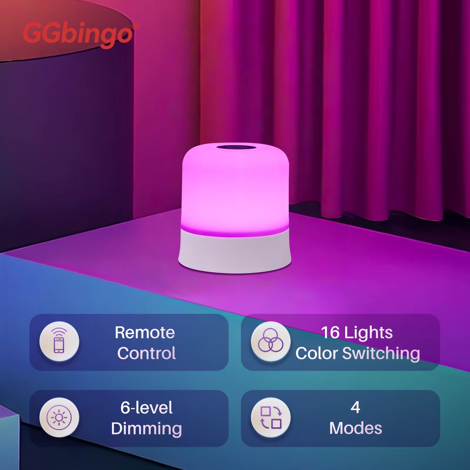 Touch Night Light Rechargeable Remote Control Night Light RGB Dimmable Table Lamp Ambient Light for Bedroom Living Room