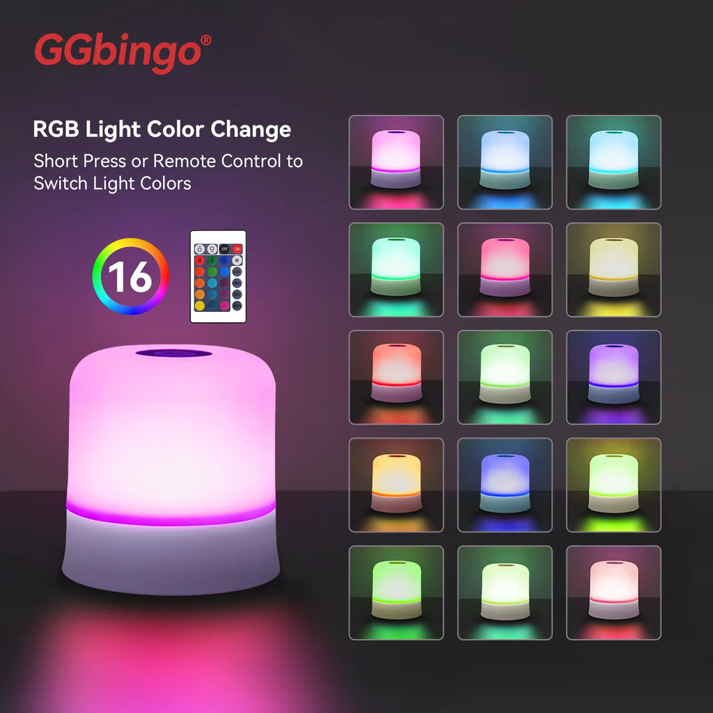Touch Night Light Rechargeable Remote Control Night Light RGB Dimmable Table Lamp Ambient Light for Bedroom Living Room