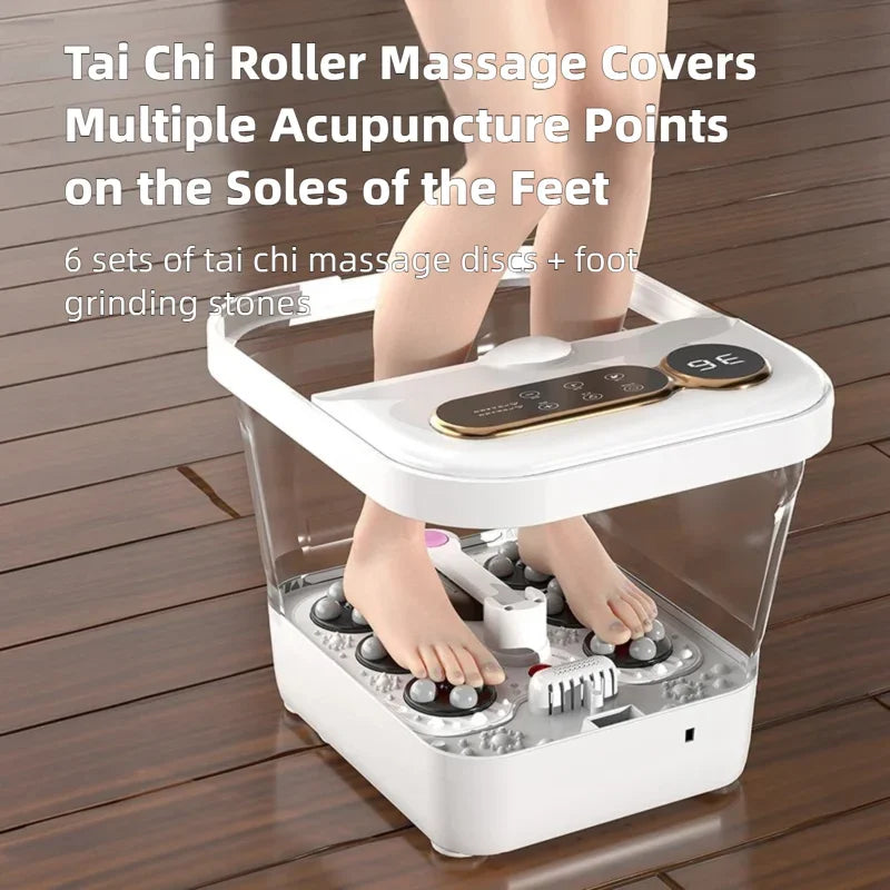 Foot Spa Bath Massager Automatic Warm Heated Simple Screen Touch Controller Electric Roller Feet Washing Tub Fatigue Relief Gift