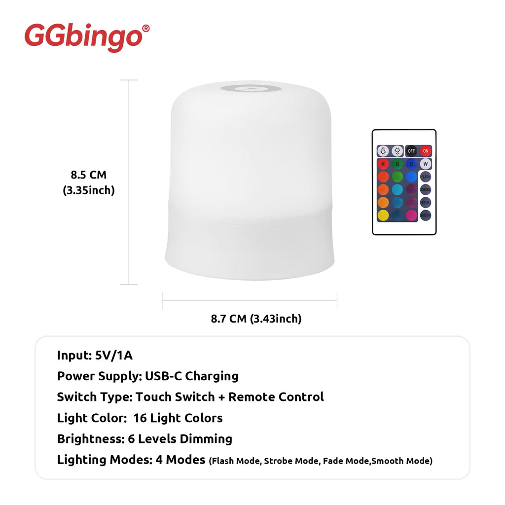 Touch Night Light Rechargeable Remote Control Night Light RGB Dimmable Table Lamp Ambient Light for Bedroom Living Room