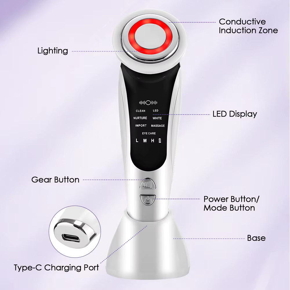 7-In-1 Face Massager Red Light Skin Rejuvenation Microcurrent Face Lifting Device Korean Skin Care Blackheads Remover Beauty