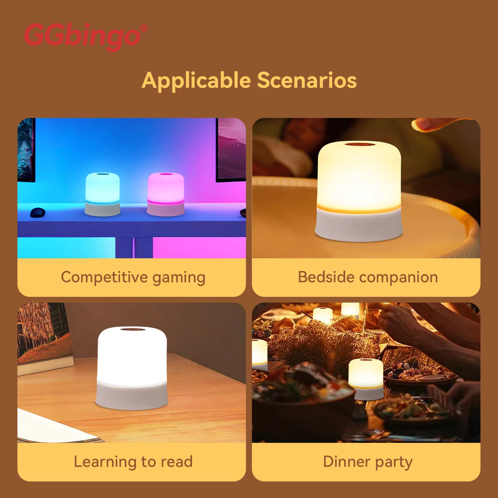 Touch Night Light Rechargeable Remote Control Night Light RGB Dimmable Table Lamp Ambient Light for Bedroom Living Room