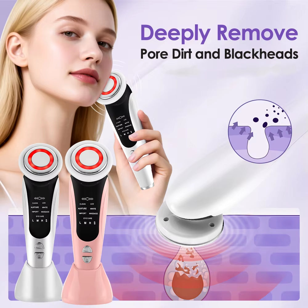 7-In-1 Face Massager Red Light Skin Rejuvenation Microcurrent Face Lifting Device Korean Skin Care Blackheads Remover Beauty