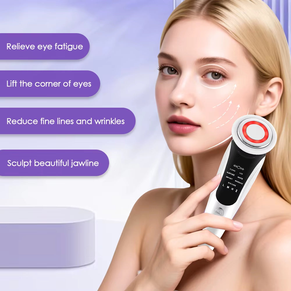7-In-1 Face Massager Red Light Skin Rejuvenation Microcurrent Face Lifting Device Korean Skin Care Blackheads Remover Beauty