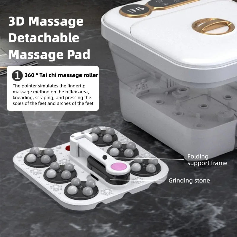 Foot Spa Bath Massager Automatic Warm Heated Simple Screen Touch Controller Electric Roller Feet Washing Tub Fatigue Relief Gift