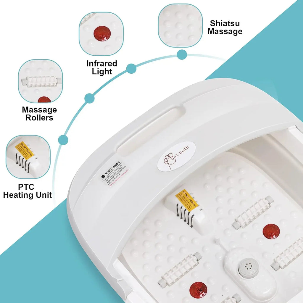 Collapsible Foot Bath Massager with Heat Bubbles Massage & Wireless Remote Control Foot Soaking Tub for Tired Feet Stress Relief