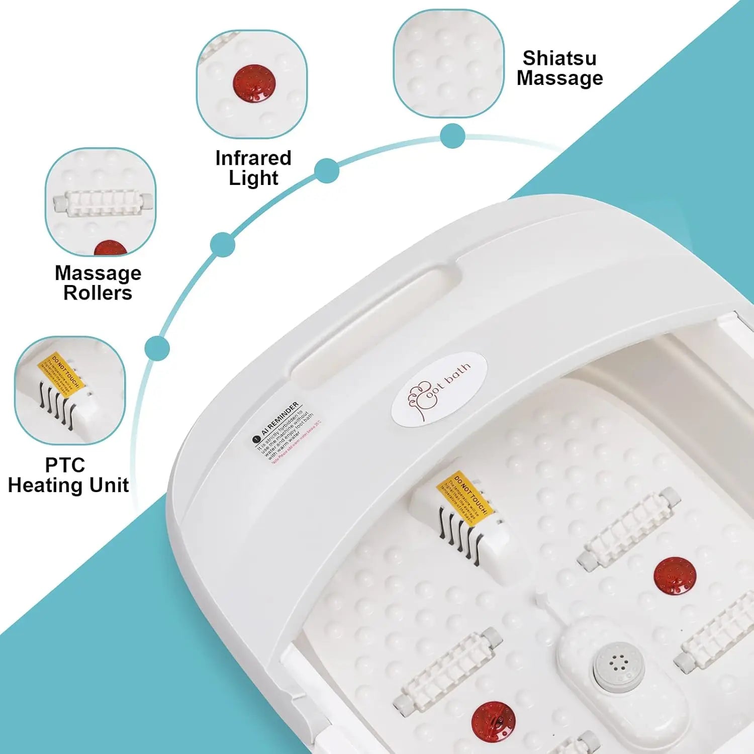 Collapsible Foot Bath Massager with Heat Bubbles Massage & Wireless Remote Control Foot Soaking Tub for Tired Feet Stress Relief