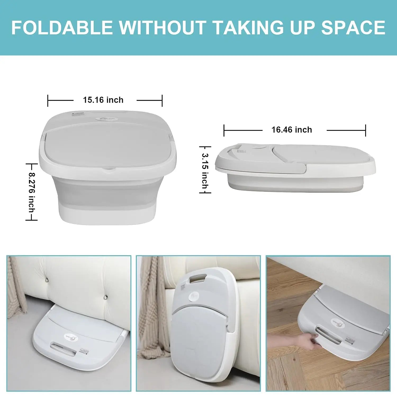 Collapsible Foot Bath Massager with Heat Bubbles Massage & Wireless Remote Control Foot Soaking Tub for Tired Feet Stress Relief