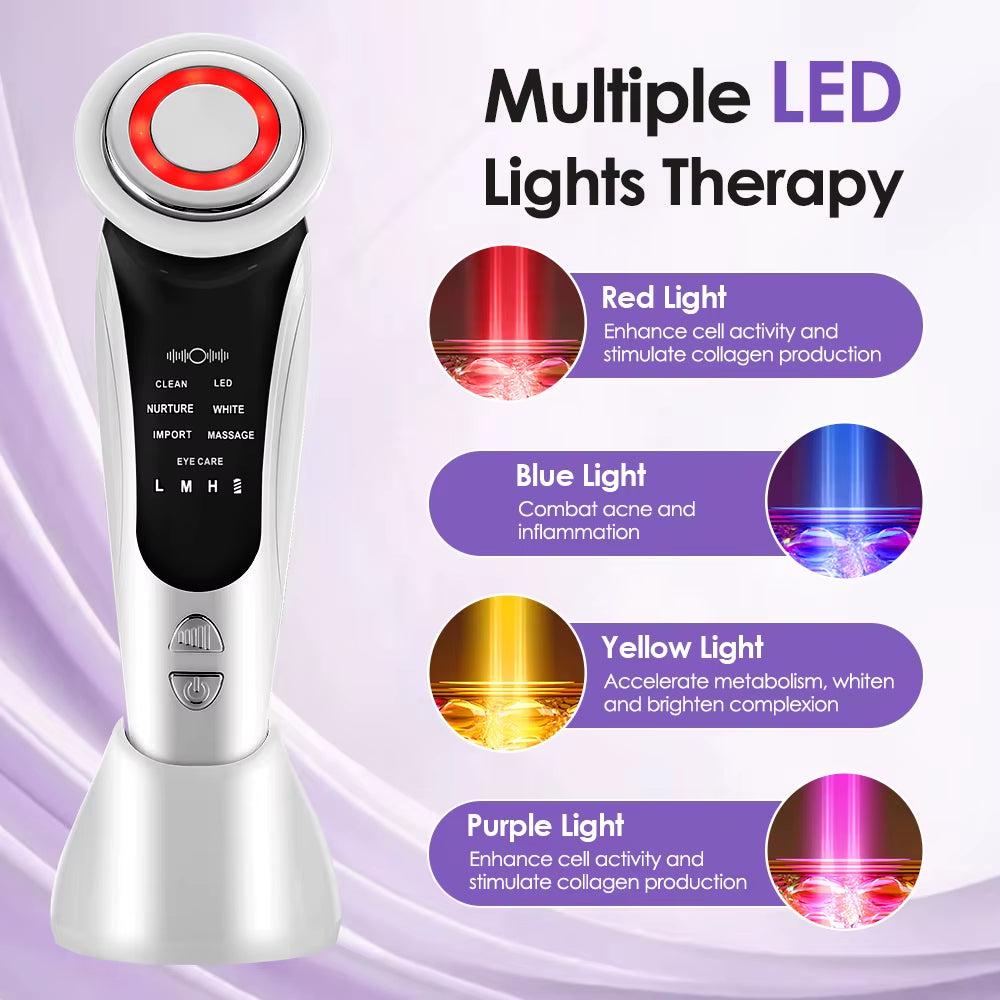 7-In-1 Face Massager Red Light Skin Rejuvenation Microcurrent Face Lifting Device Korean Skin Care Blackheads Remover Beauty