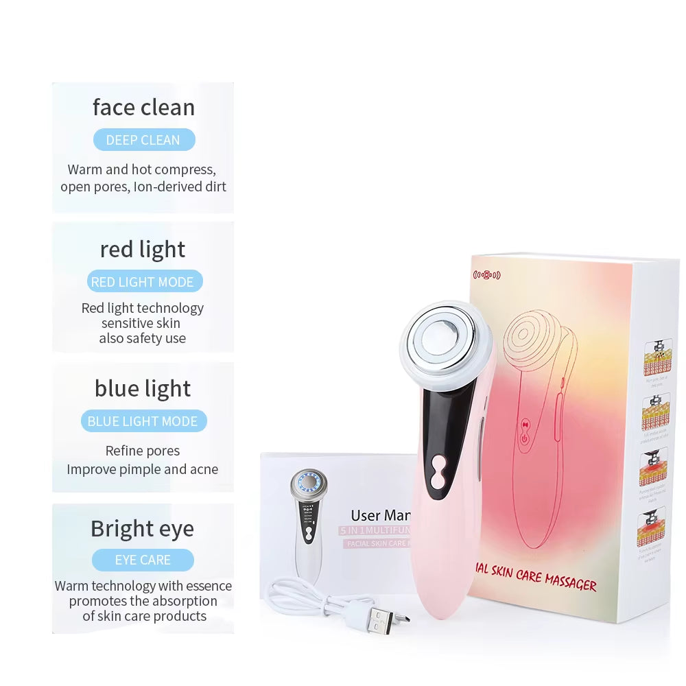 7-In-1 Face Massager Red Light Skin Rejuvenation Microcurrent Face Lifting Device Korean Skin Care Blackheads Remover Beauty